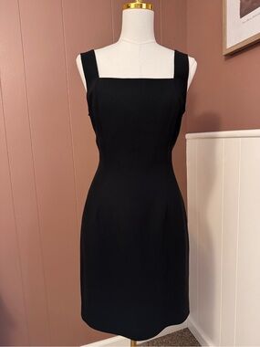 Andrea Polizzi for Rex Lester 90s Square-Neck Black Mini Dress
